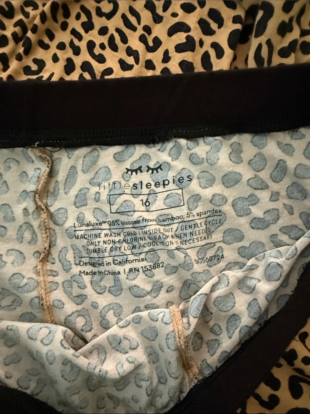 Little Sleepies Leopard Print Pajama Set in Tan and Black